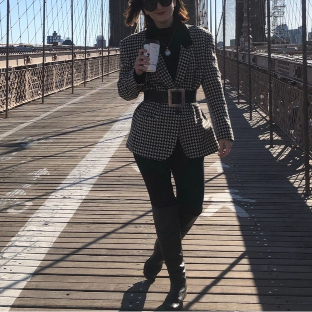 Vintage Black and White Houndstooth Blazer